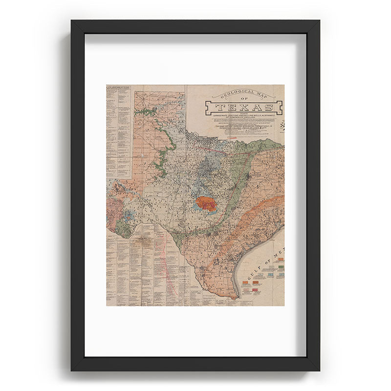 Vintage Geological Map of Texas (1920) Framed Art Print