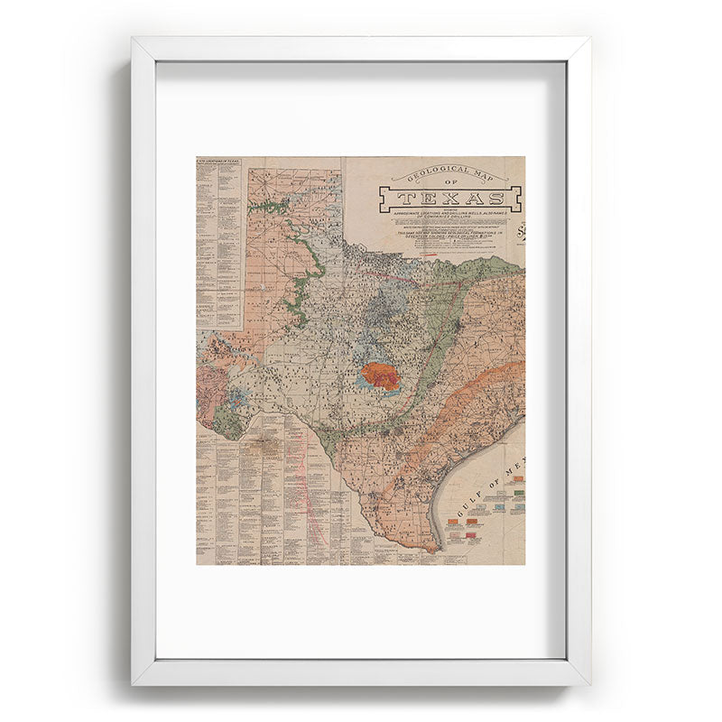 Vintage Geological Map of Texas (1920) Framed Art Print