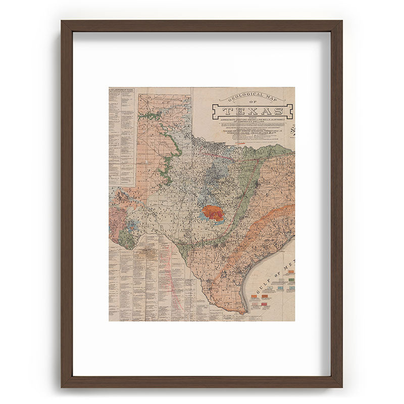 Vintage Geological Map of Texas (1920) Framed Art Print