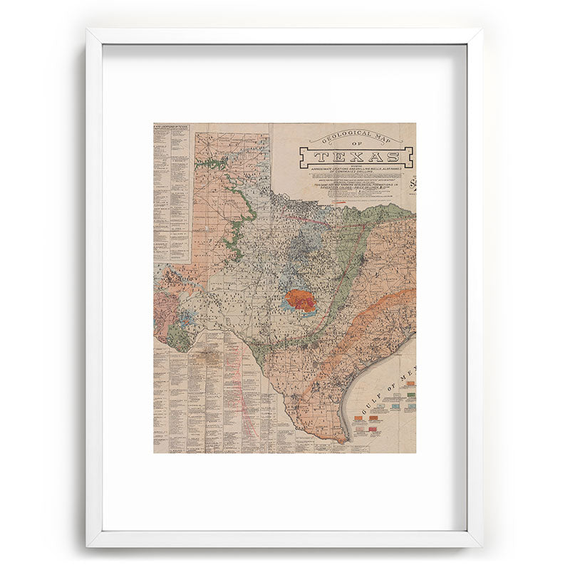 Vintage Geological Map of Texas (1920) Framed Art Print