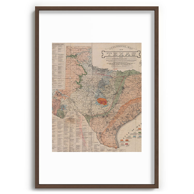 Vintage Geological Map of Texas (1920) Framed Art Print