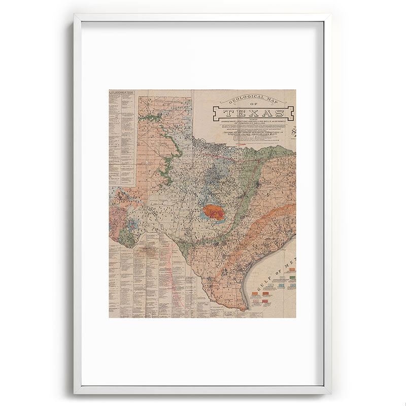 Vintage Geological Map of Texas (1920) Framed Art Print