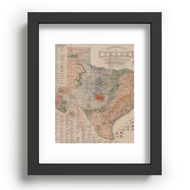 Vintage Geological Map of Texas (1920) Framed Art Print
