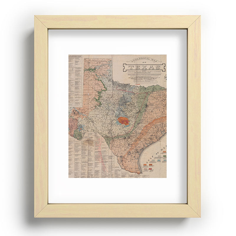 Vintage Geological Map of Texas (1920) Framed Art Print