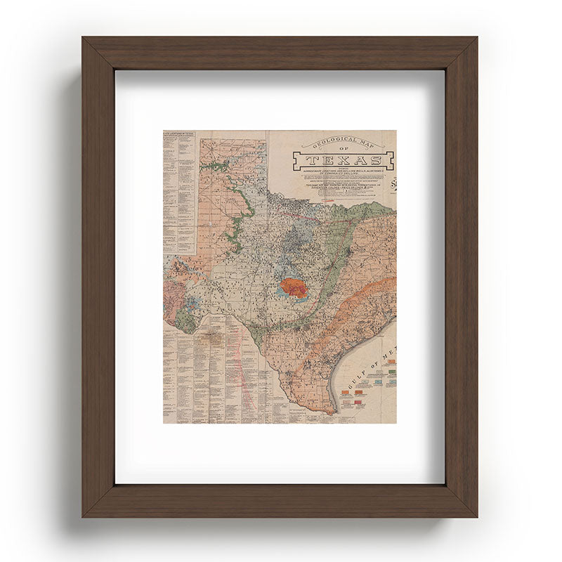 Vintage Geological Map of Texas (1920) Framed Art Print