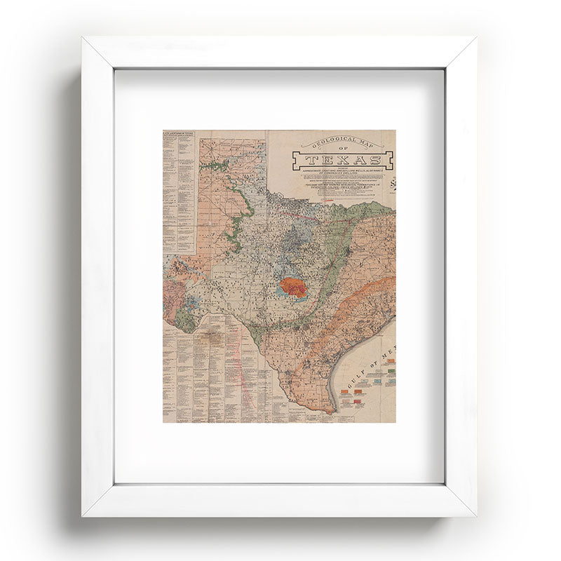 Vintage Geological Map of Texas (1920) Framed Art Print