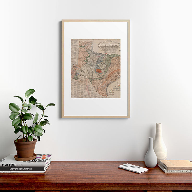 Vintage Geological Map of Texas (1920) Framed Art Print