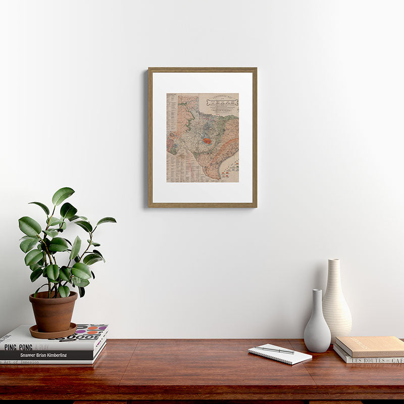 Vintage Geological Map of Texas (1920) Framed Art Print