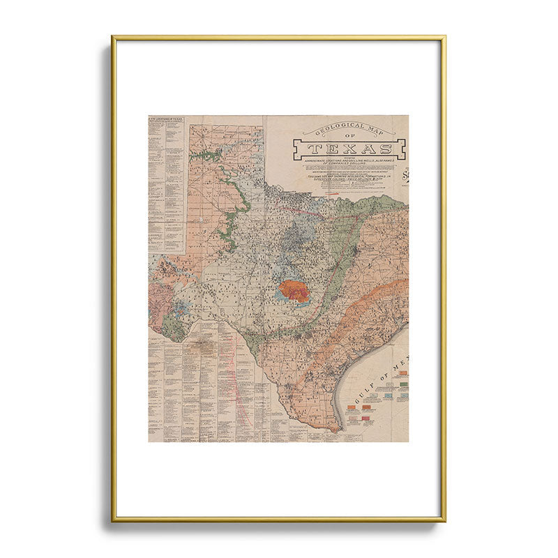 Vintage Geological Map of Texas (1920) Framed Art Print