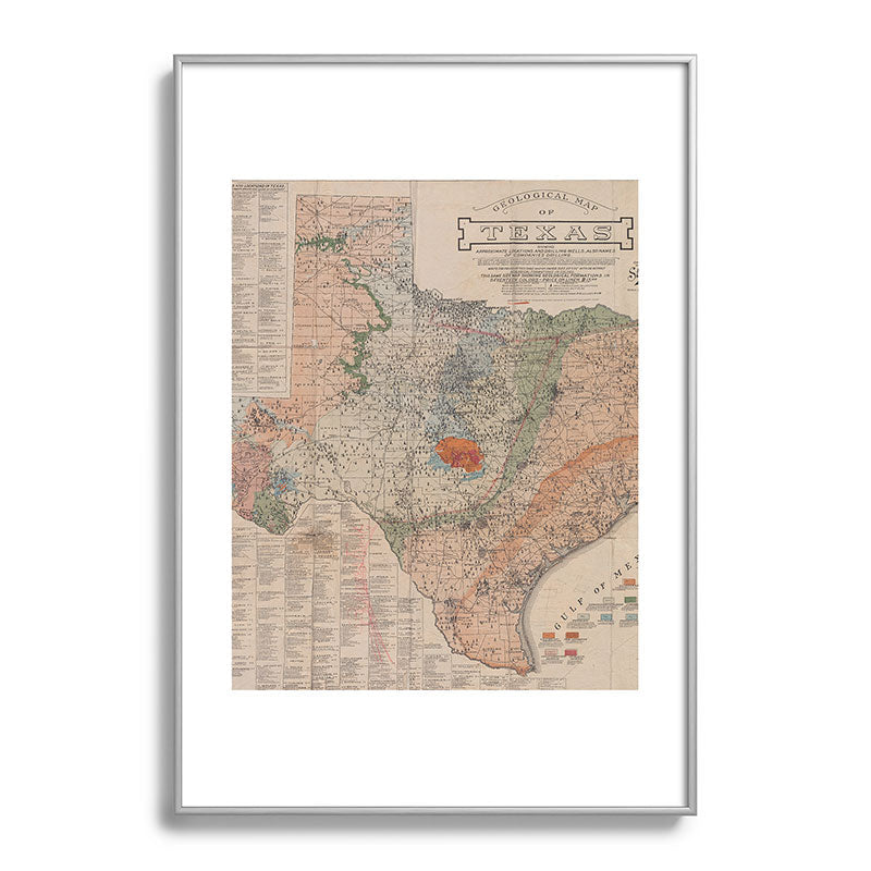 Vintage Geological Map of Texas (1920) Framed Art Print