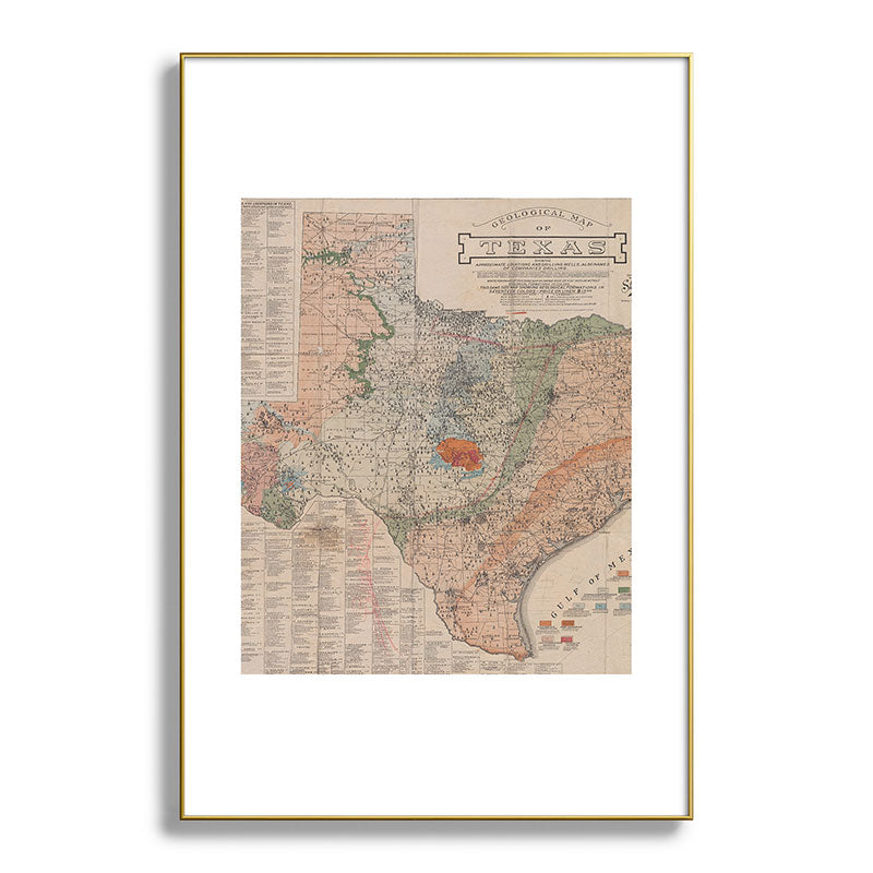 Vintage Geological Map of Texas (1920) Framed Art Print