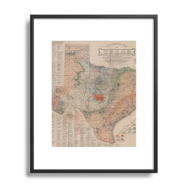 Vintage Geological Map of Texas (1920) Framed Art Print