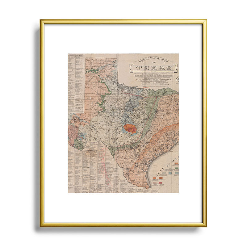 Vintage Geological Map of Texas (1920) Framed Art Print