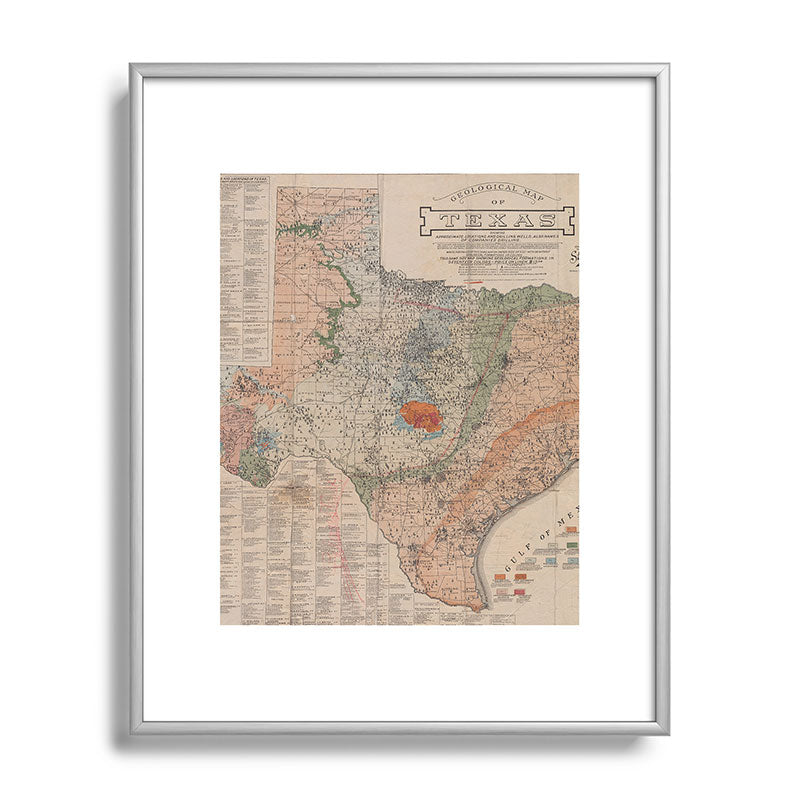 Vintage Geological Map of Texas (1920) Framed Art Print