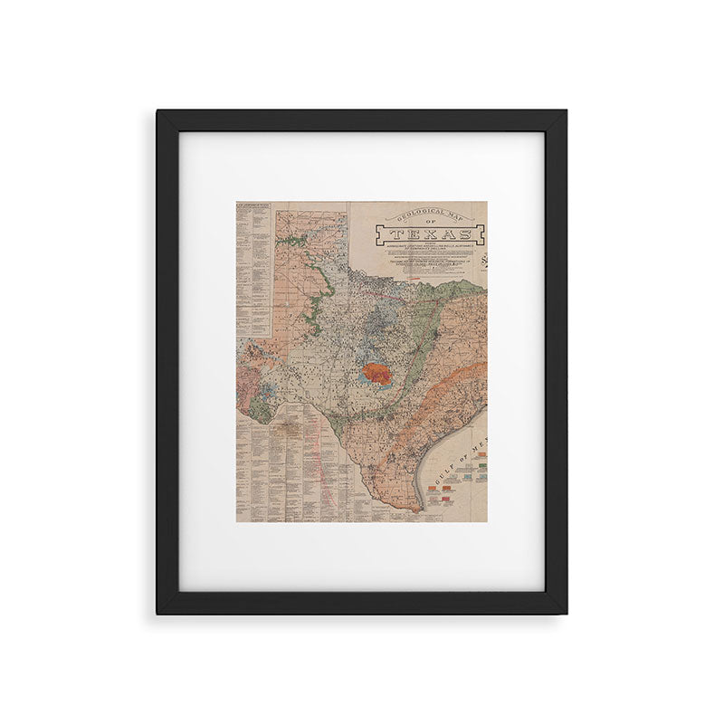 Vintage Geological Map of Texas (1920) Framed Art Print