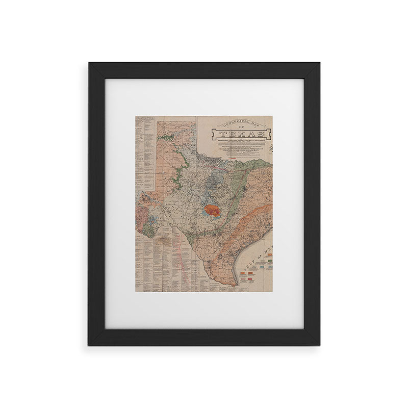 Vintage Geological Map of Texas (1920) Framed Art Print
