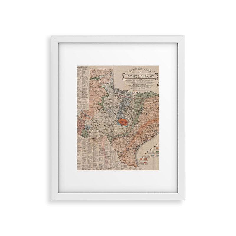 Vintage Geological Map of Texas (1920) Framed Art Print