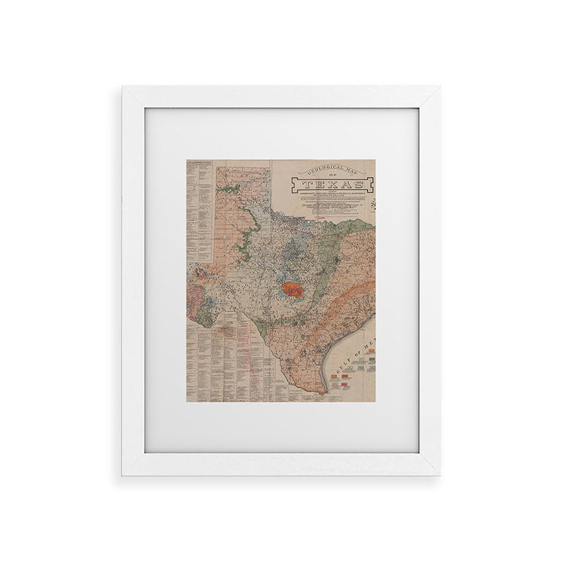 Vintage Geological Map of Texas (1920) Framed Art Print
