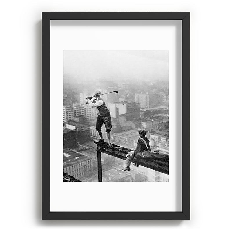 Tough Par Four - Golf Game at 1000 feet black and white photograph Framed Art Print