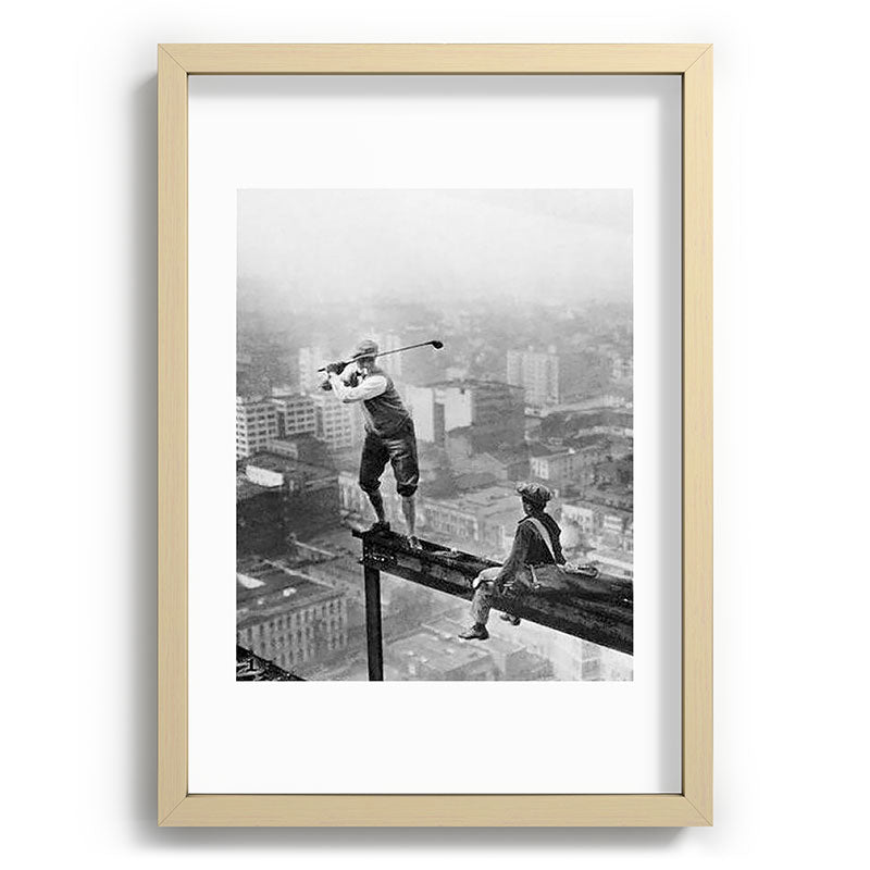 Tough Par Four - Golf Game at 1000 feet black and white photograph Framed Art Print