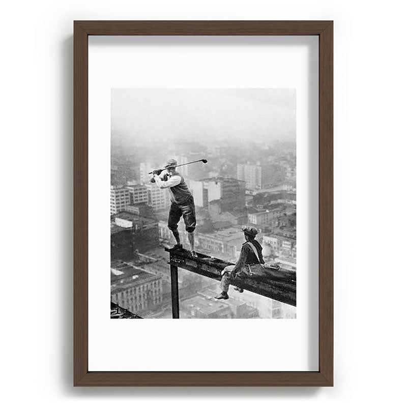 Tough Par Four - Golf Game at 1000 feet black and white photograph Framed Art Print