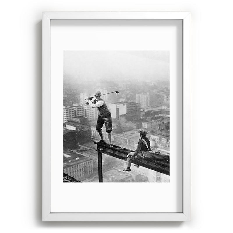 Tough Par Four - Golf Game at 1000 feet black and white photograph Framed Art Print