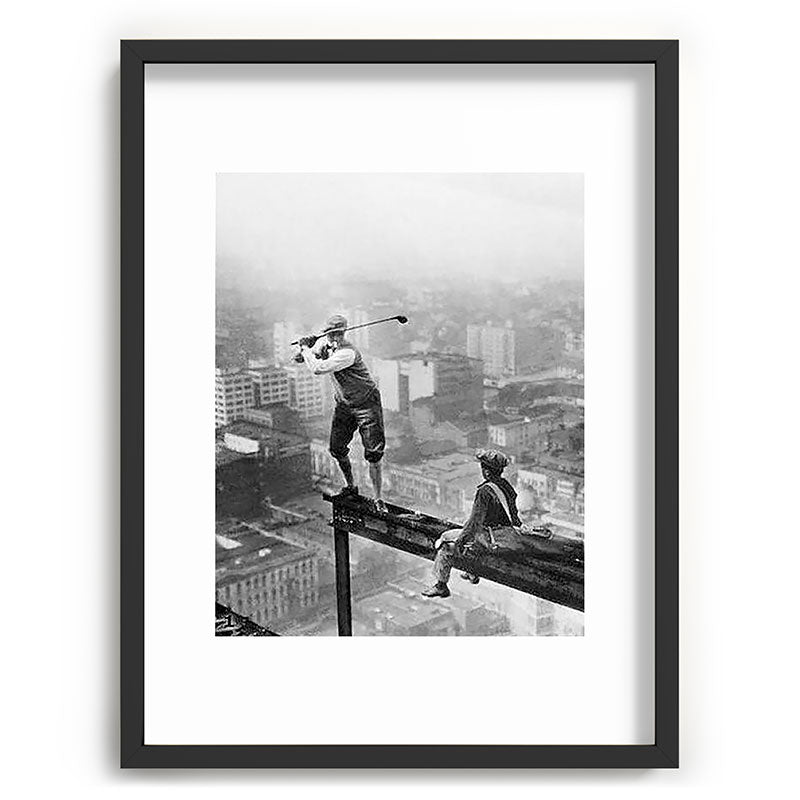 Tough Par Four - Golf Game at 1000 feet black and white photograph Framed Art Print