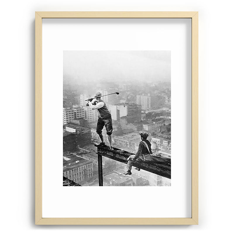 Tough Par Four - Golf Game at 1000 feet black and white photograph Framed Art Print