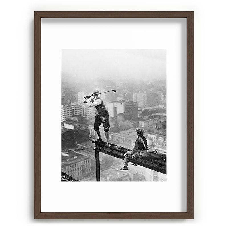 Tough Par Four - Golf Game at 1000 feet black and white photograph Framed Art Print