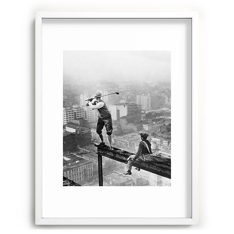 Tough Par Four - Golf Game at 1000 feet black and white photograph Framed Art Print