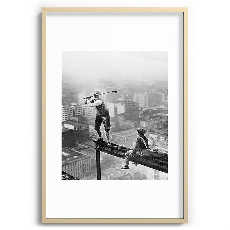 Tough Par Four - Golf Game at 1000 feet black and white photograph Framed Art Print