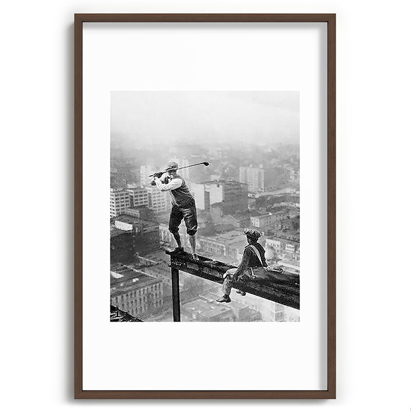 Tough Par Four - Golf Game at 1000 feet black and white photograph Framed Art Print