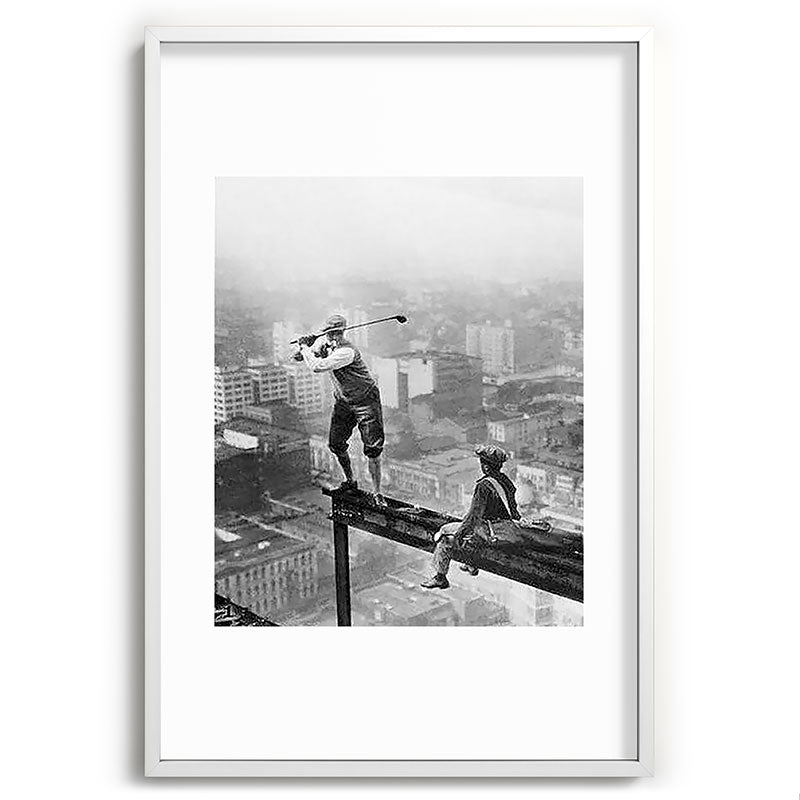 Tough Par Four - Golf Game at 1000 feet black and white photograph Framed Art Print