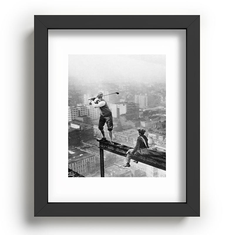 Tough Par Four - Golf Game at 1000 feet black and white photograph Framed Art Print