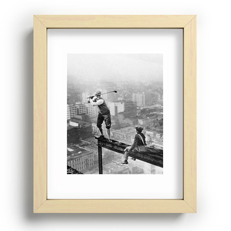 Tough Par Four - Golf Game at 1000 feet black and white photograph Framed Art Print