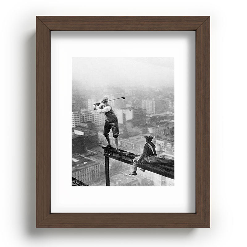 Tough Par Four - Golf Game at 1000 feet black and white photograph Framed Art Print