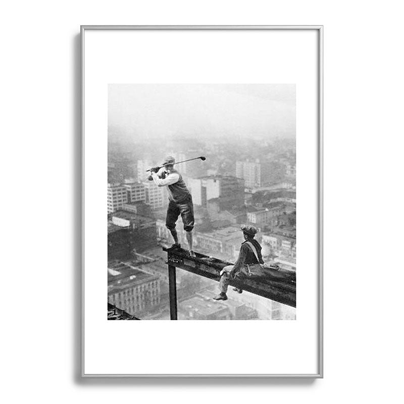 Tough Par Four - Golf Game at 1000 feet black and white photograph Framed Art Print