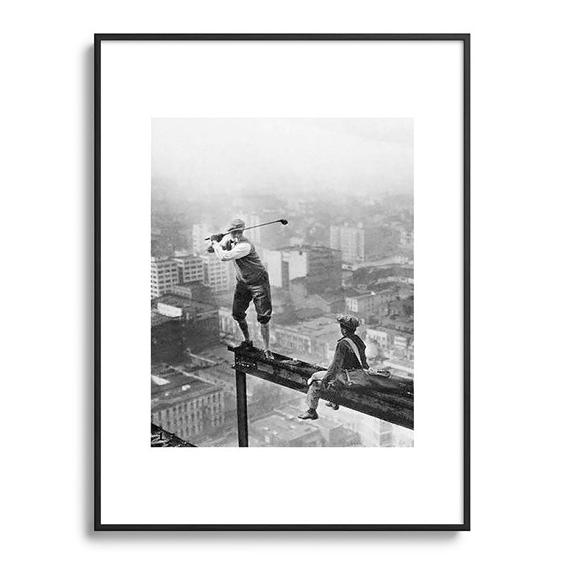 Tough Par Four - Golf Game at 1000 feet black and white photograph Framed Art Print