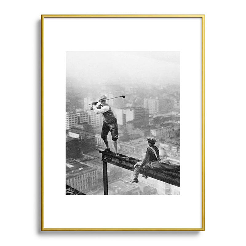 Tough Par Four - Golf Game at 1000 feet black and white photograph Framed Art Print