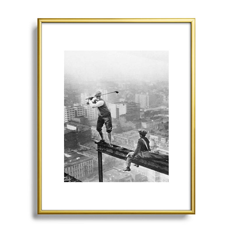 Tough Par Four - Golf Game at 1000 feet black and white photograph Framed Art Print