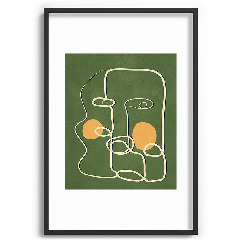 Abstract Face Line Art 06 Framed Art Print
