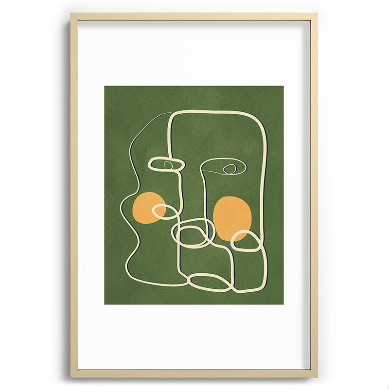 Abstract Face Line Art 06 Framed Art Print