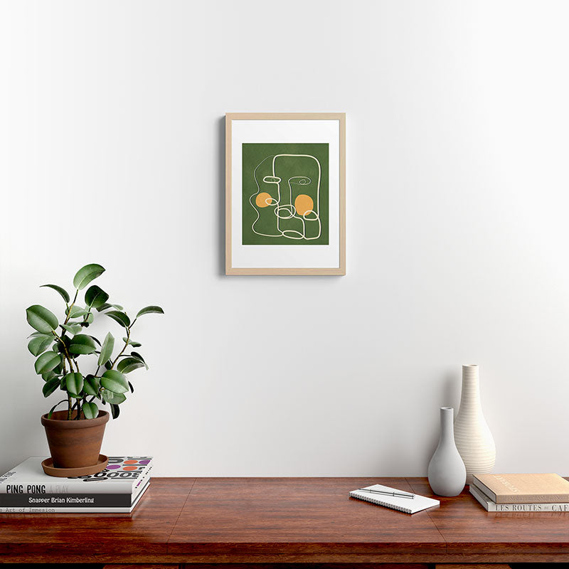 Abstract Face Line Art 06 Framed Art Print