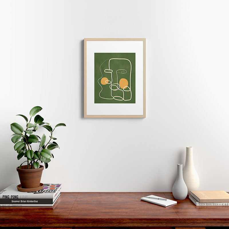 Abstract Face Line Art 06 Framed Art Print