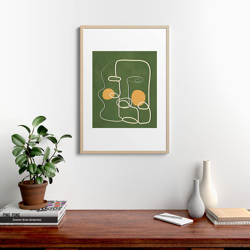 Abstract Face Line Art 06 Framed Art Print