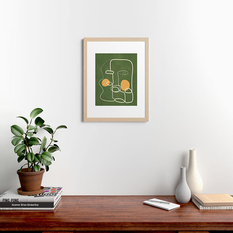 Abstract Face Line Art 06 Framed Art Print
