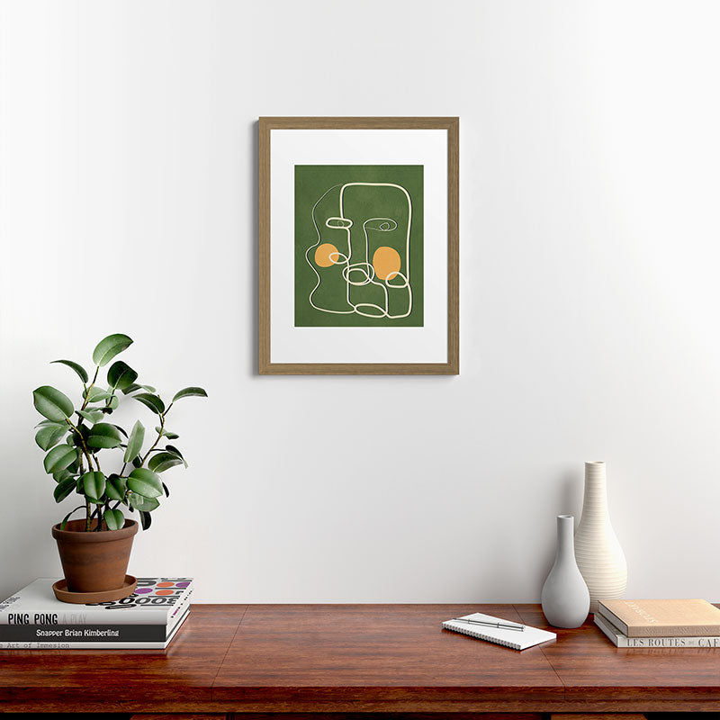 Abstract Face Line Art 06 Framed Art Print