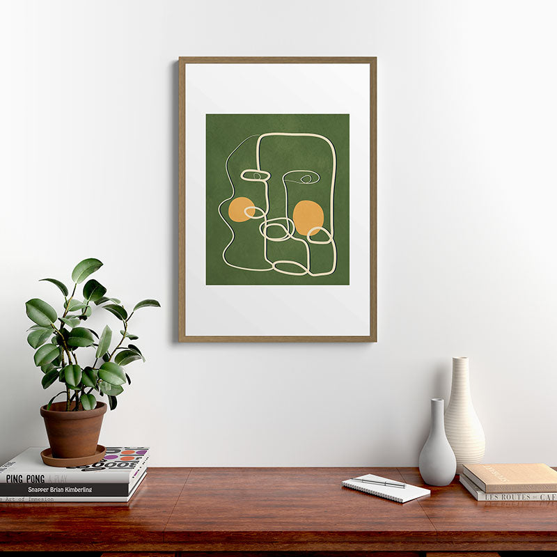 Abstract Face Line Art 06 Framed Art Print