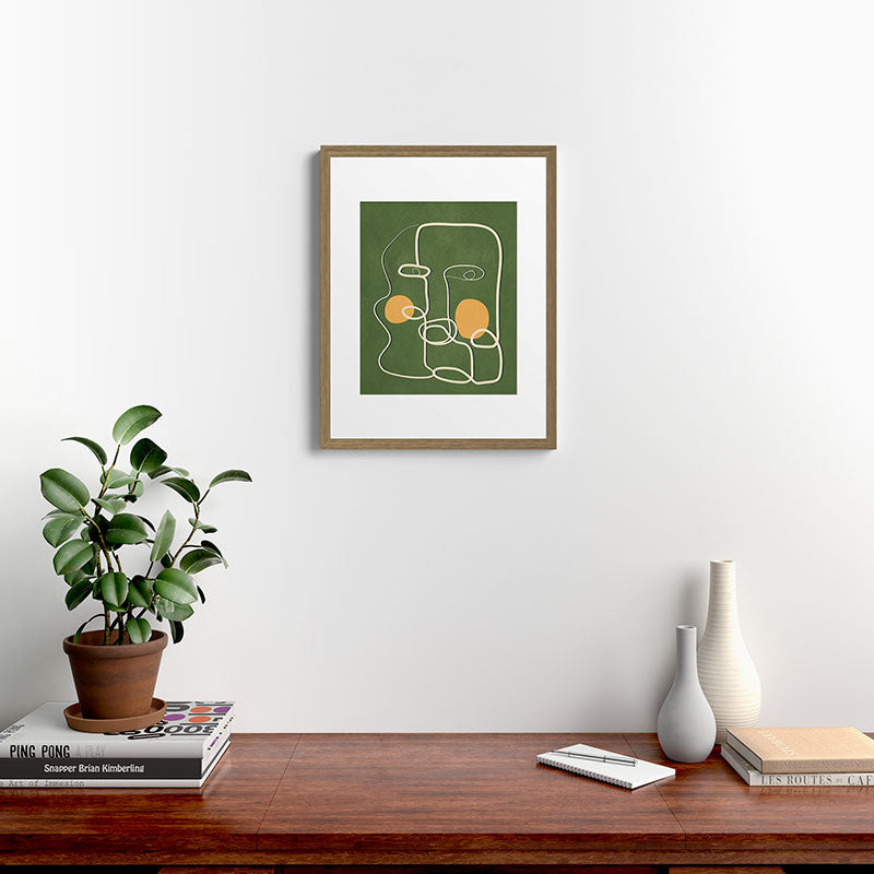 Abstract Face Line Art 06 Framed Art Print