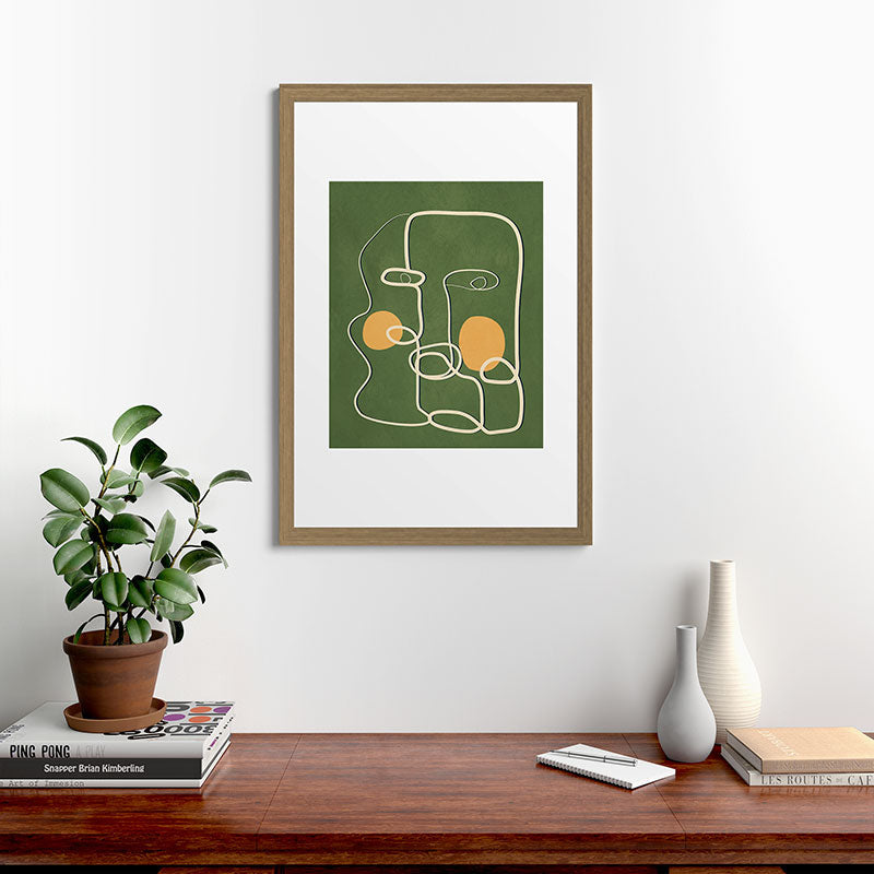 Abstract Face Line Art 06 Framed Art Print